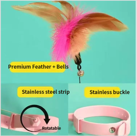 Free your hands, cat toy, self fun, cat boredom relief tool, hanging neck, feather wire