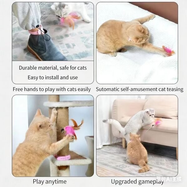 Free your hands, cat toy, self fun, cat boredom relief tool, hanging neck, feather wire