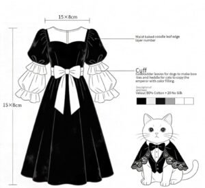 Pet Formal Dress & Tuxedo Outfit – Elegant Cat Dog Costume with Bow