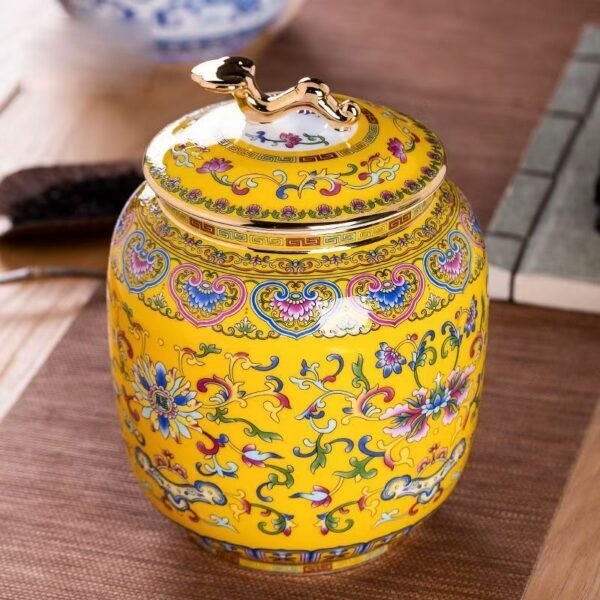 Luxury Enamel Ceramic Pet Ashes Urn Majestic Peony Design for Dogs and Cats