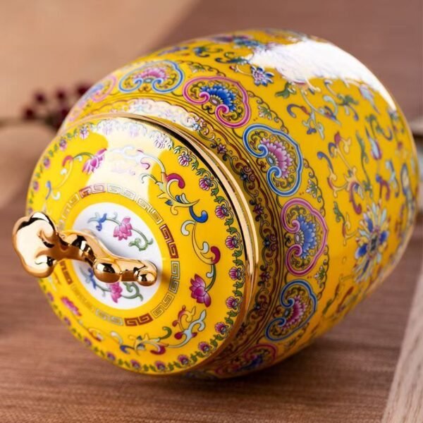Luxury Enamel Ceramic Pet Ashes Urn Majestic Peony Design for Dogs and Cats