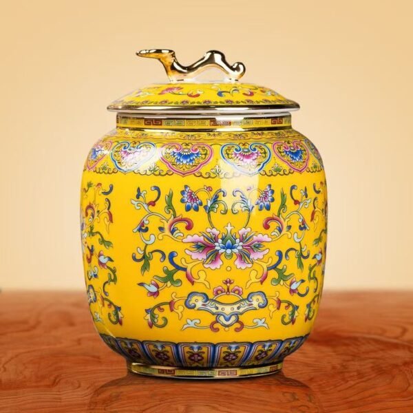 Luxury Enamel Ceramic Pet Ashes Urn Majestic Peony Design for Dogs and Cats