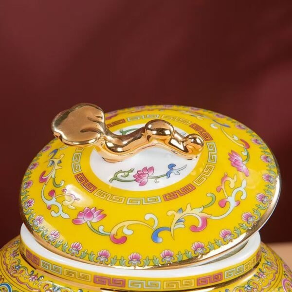 Luxury Enamel Ceramic Pet Ashes Urn Majestic Peony Design for Dogs and Cats