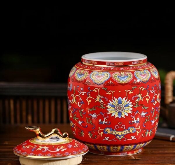 Luxury Enamel Ceramic Pet Ashes Urn Majestic Peony Design for Dogs and Cats