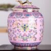 Luxury Enamel Ceramic Pet Ashes Urn Majestic Peony Design for Dogs and Cats