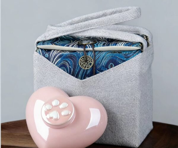 Heart & Paw Cat Memorial Keepsake Box – Pink Ceramic Pet Memory Urn